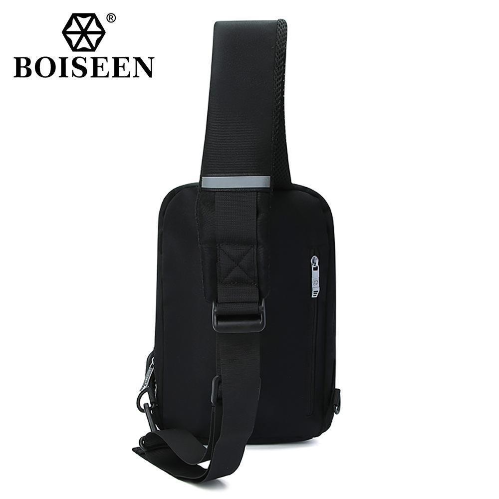 New Men's Breast Bag Boiseen Business Large Capacity Shoulder Bag Zipper USB Casual Satchel Men's Popular