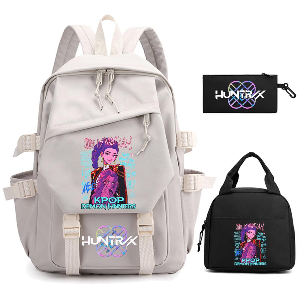 3Pcs/set K-pop Demon Hunters Printed Backpack for Teenger Boy Girl Large Capacity Schoolbag Children Student Bookbag Women Waterproof Travel Bag