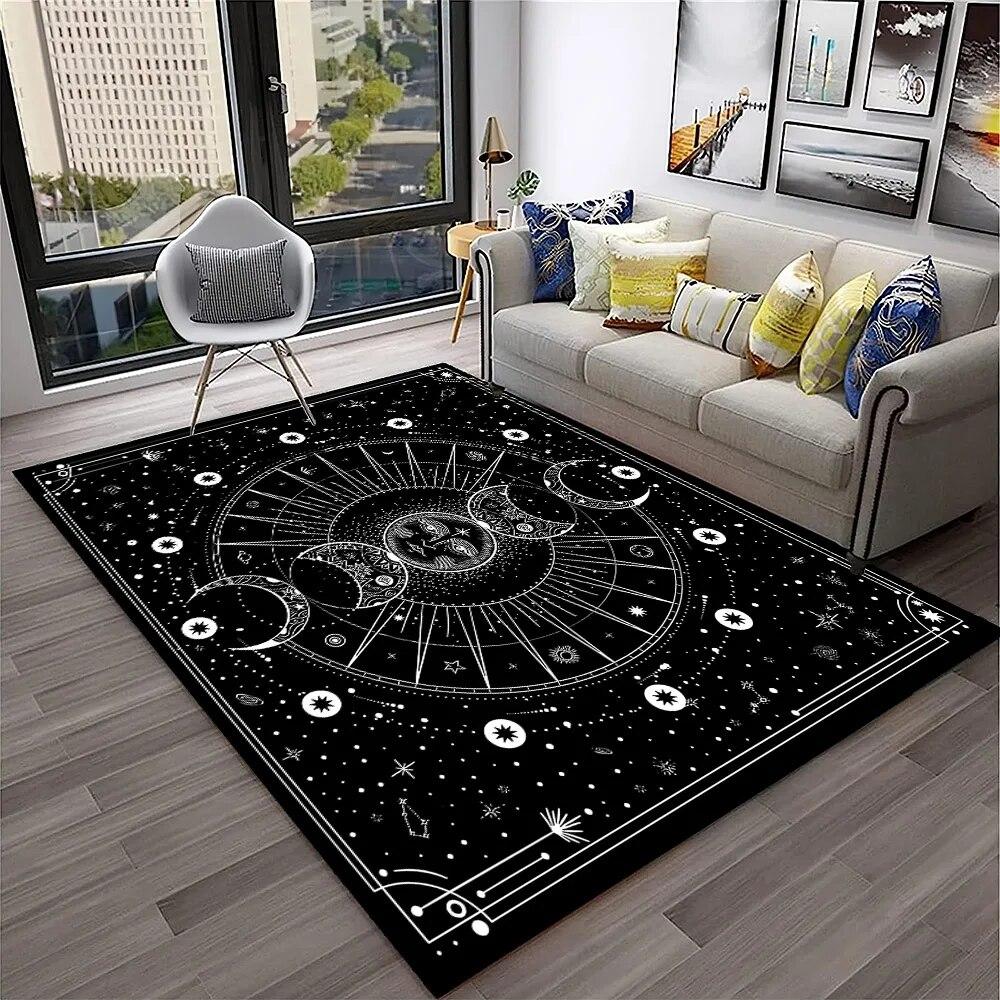Horror Witchcraft Ouija Tarot Gothic Carpet Rug for Home Living Room Bedroom Sofa Doormat Decor,Kid Area Rug Non-slip Floor Mat