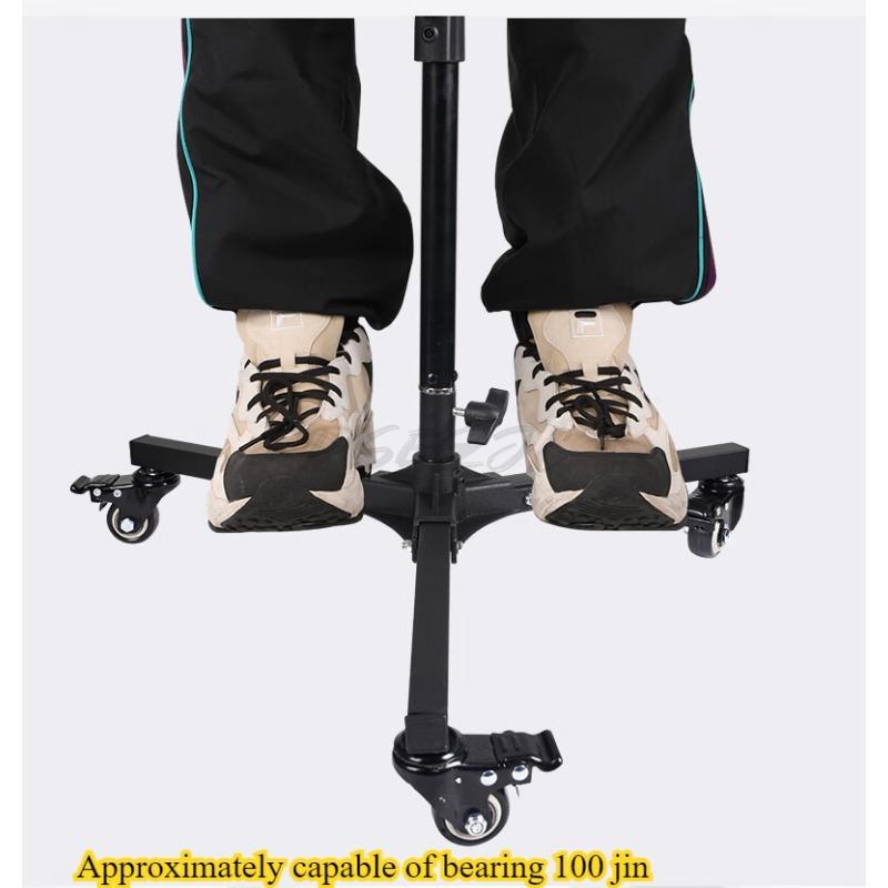 Heavy-Duty Foldable Floor Light Stand with Pulley for Studio Live-Streaming Tripod Flash Mount