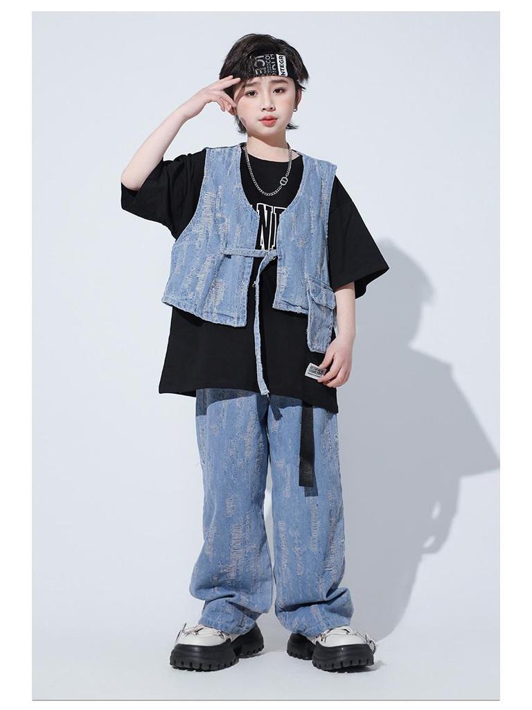 Girls' Japanese Street Dance Jazz Costume - Children's Hip-Hop Performance Outfit