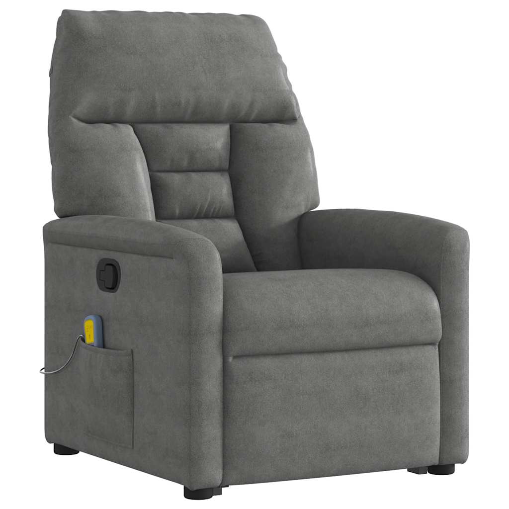 Massage Recliner with Rising Aid Dark Grey Microfiber Fabric