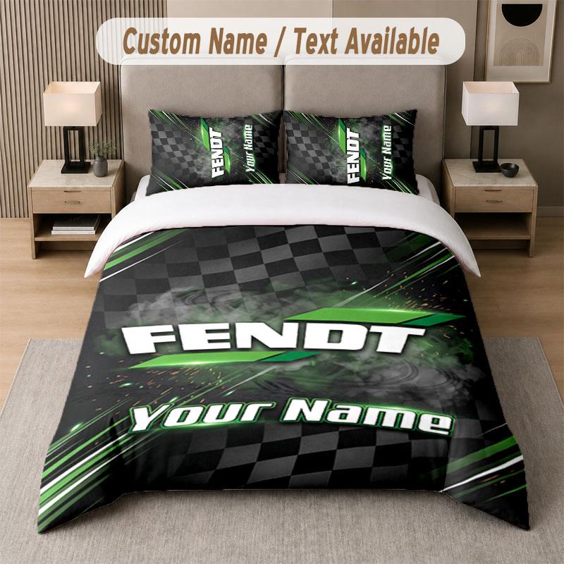 Custom Bedding Set Fendt Pattern, Print Name Text 1 Duvet Cover Plus 2 Pillowcases Home Textile
