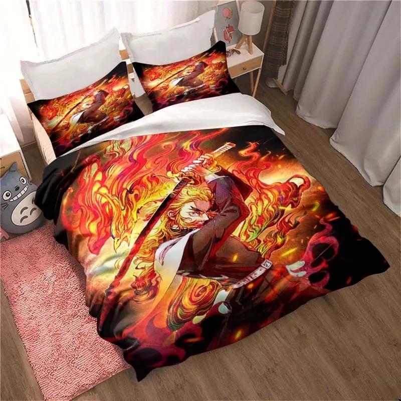 Demon Slayer Anime Cartoon Gift King Twin Double Child Bedding Collection Mircofiber Or Polyester Duvet Cover Collection Cover Bed Cover With