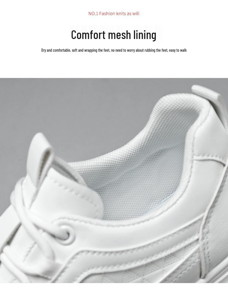 Spring Men's Breathable White Korean-Style Trendy Thick-Soled Casual Skate Shoes