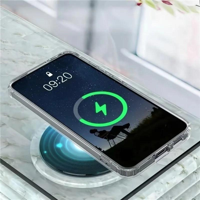 For Samsung Galaxy S25 FE Clear Magnetic Case WANLONFENG LM2 Series Phone Cover (Big Lens Hole)