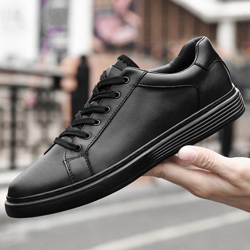 

Breathable Men s Business Shoes outdoor lace up oxfords Leather oxfords All-Day Comfort black white sneakers 38 чёрный