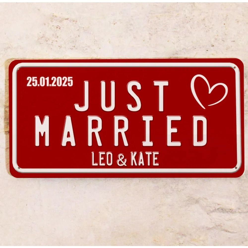 Yeni Evli Metal Tabela 15x30cm, Özel Gelin Damat Adı Tarih Düğün Hediyesi