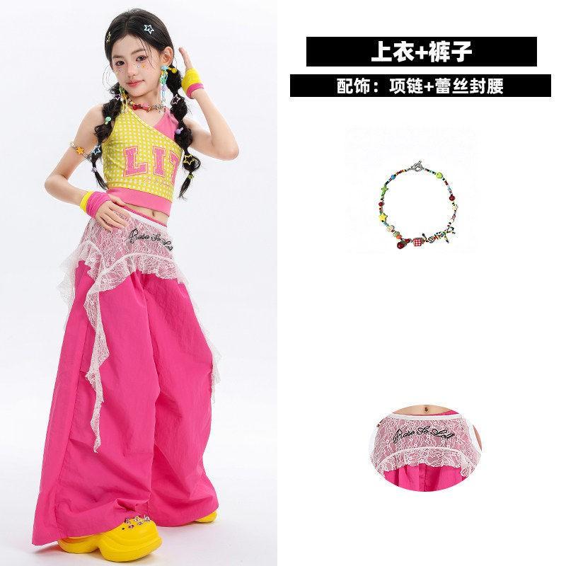 Girls Jazz Dance Costume Kids Performance Outfit Trendy Streetwear Style
