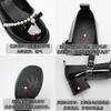 Pearl Hepburn jik Retro Perle Dicksohliger Quadratkopf Einspänner Mary Janes Einzelschuhe Kleine Lederschuhe Damen Herbst