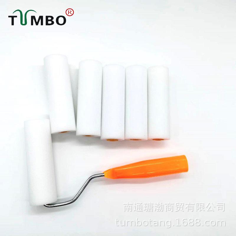 4-inch Flat Head Water-Based Sponge Roller Brush for Edging and Touch-Up Paint Jobs 4-inch Water-based Sponge Roller 5pcs + 1 Handle