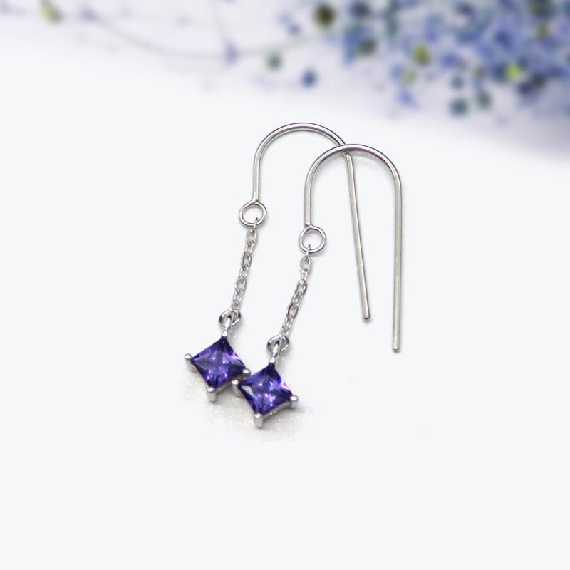 Temperament, High-End, Romantic Purple Zircon Earrings, Women S Long Earrings, Personalized Earrings, Trendy Earrings