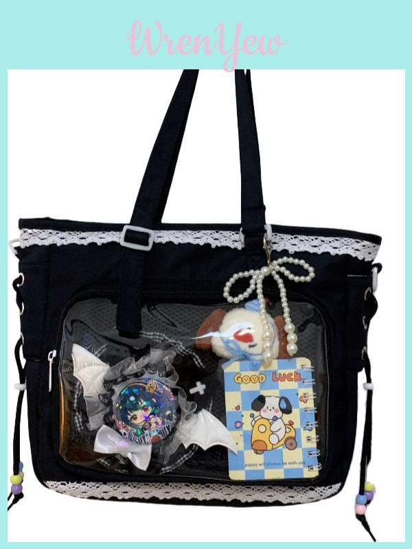 Sweet Transparent Tote Bag With Polyester Material For Daily Use