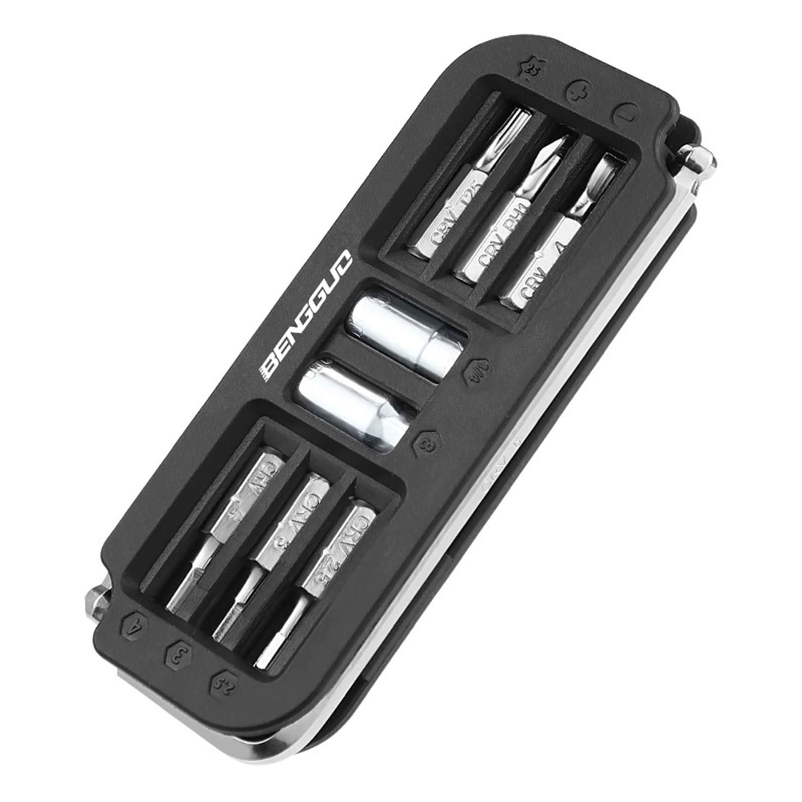 10-Piece Bicycle Repair Tool Kit Portable Multifunctional Accessories For Cycling Black