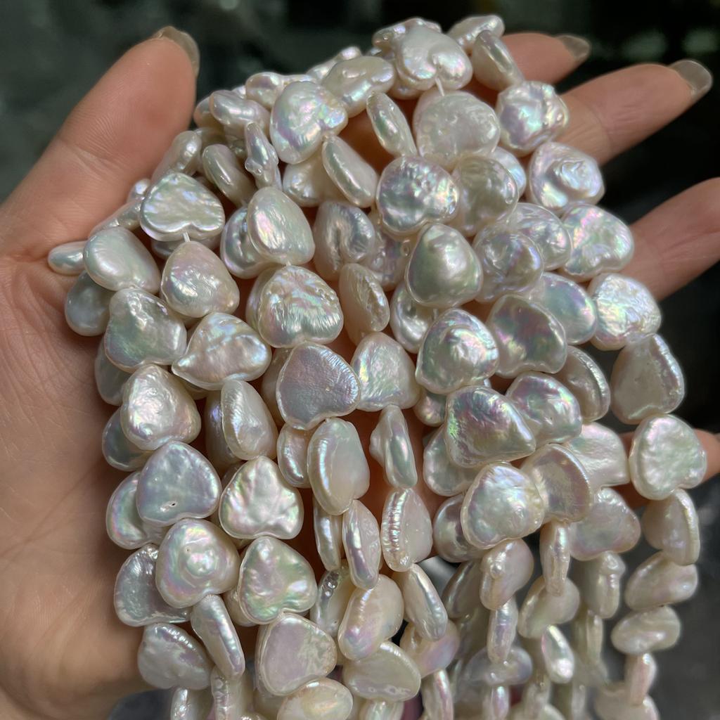 1String, White Natural Freshwater Pearls, Baroque heart-shaped Pearl Beads, 13×13mm, for DIY Necklace, Jewelry Making Crafts, Length 36 Cm