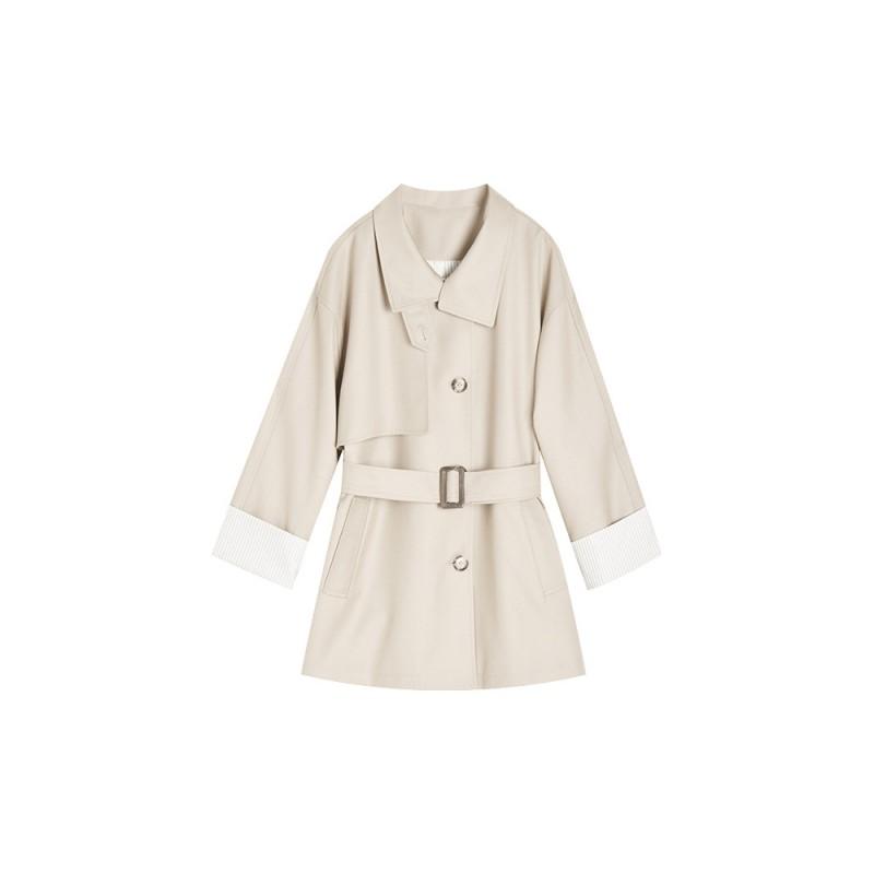 Womens Oversized Stand Collar Trench Coat 2026 Korean Style Casual Longline Jacket In Beige Khaki