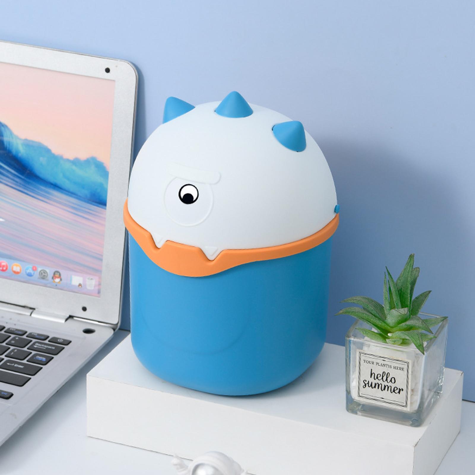 

Cute Mini Desktop Trash Can With Lid Storage Bin Plastic Paper Basket Trash Can Small Waste Bin Sundries Barrel Box Trash Can синий