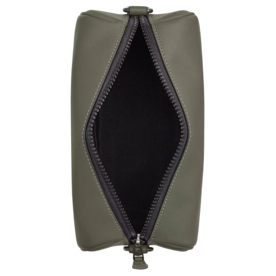 Coach Axel 21 Logo Zip Closure Smooth Calfskin Shoulder Crossbody Bag Small Men Bags Gunmetal Military-Green CV530-QBMGR