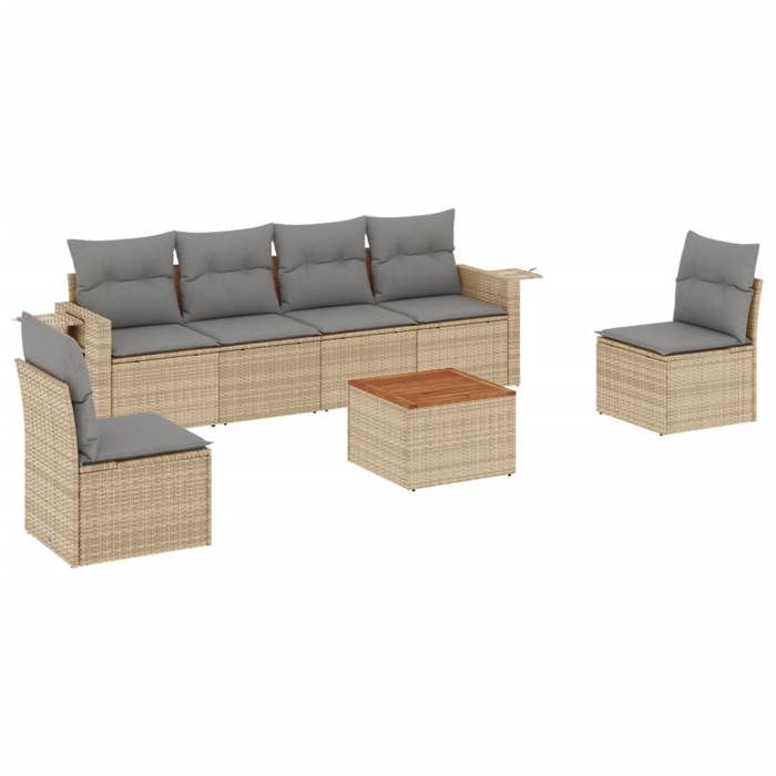 VidaXL Garden Lounge Set with Cushions 7 Pcs, Patio Sofas, Patio Furniture Set, Outdoor Furniture, Beige 3224512