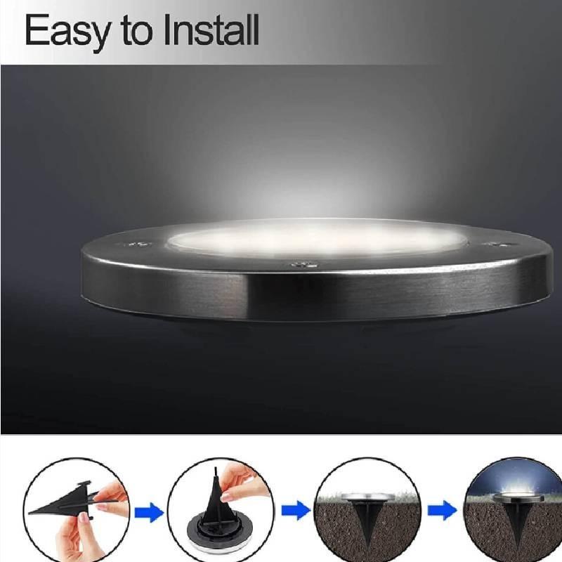 Outdoor Stainless Steel 8 Led Solar Ground Lights Waterproof For Garden Lawn Patio
