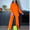 Mode féminine 2025: Ensemble deux pièces haut ample à manches longues et pantalon droit