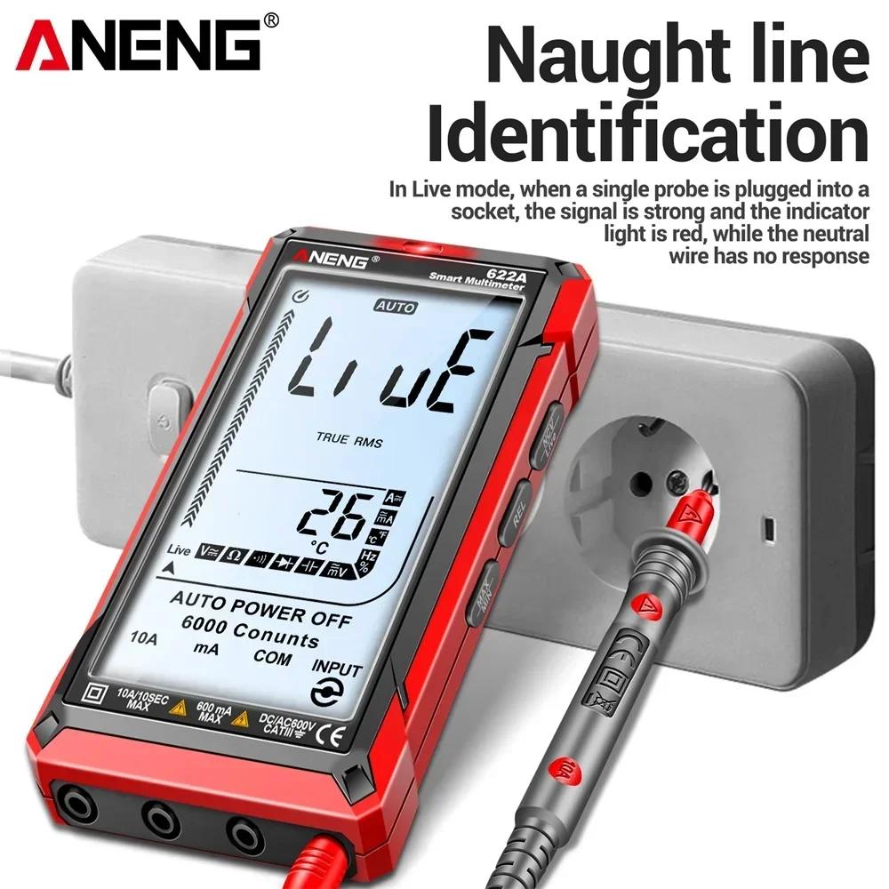 Portable ANENG Digital Multimeter 622B Smart Auto Range 9999 Counts AC Voltage Resistance Ohm Capacitance Hz Tester Meter Test Tools for Electrician