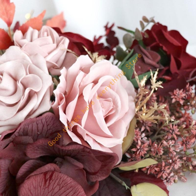 Bridal Bouquets for Wedding Party, Artificial Rose Wedding Bouquet with Pearl 55KF