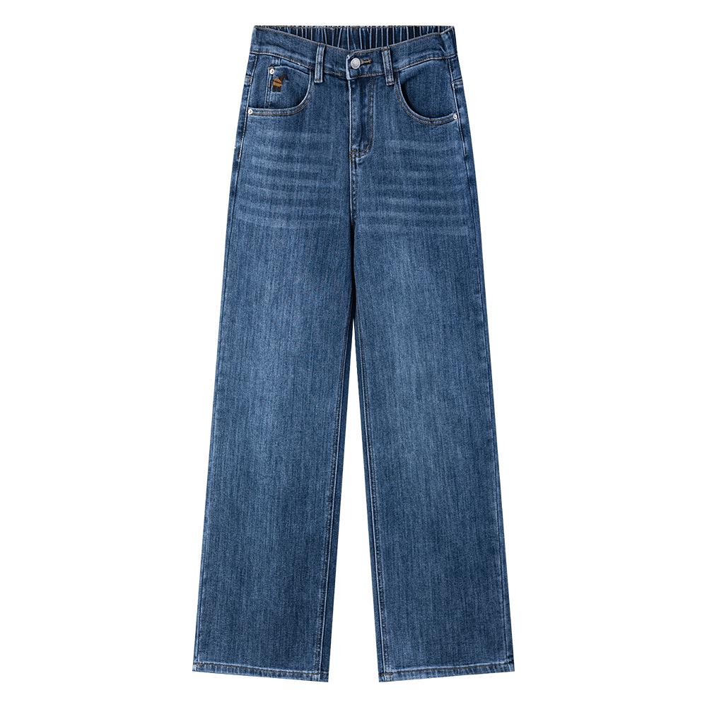 

2026 Spring Plus Size Embroidered High Waist Stretch Jeans - Slimming Straight Leg Pants for Girls XL