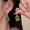 Sophisticated European-American Style Emerald Square Diamond Women's Earrings