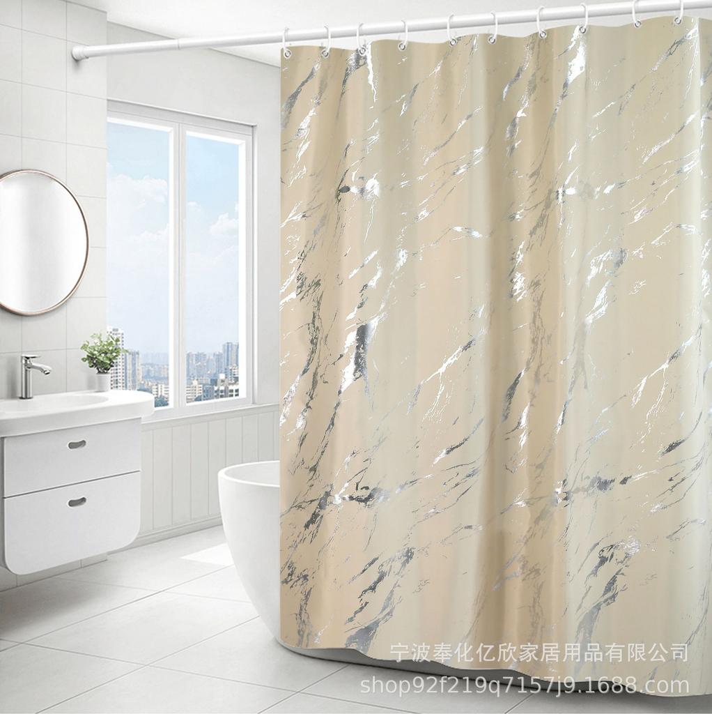 Luxury Minimalist Waterproof Marble Pattern Shower Curtain Partition