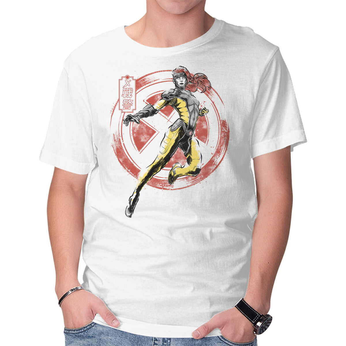 Unisex Crew Neck T-Shirt Psychic Phoenix Sumi-E Graphic Short Sleeve Casual Tee L