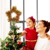 Christmas Tree Golden Star Moon Heart Decoration Christmas Tree Top Shiny Decoration New Year Party Home Interior Decoration