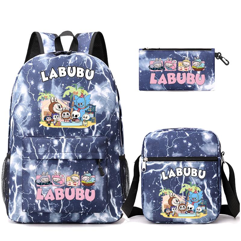 3Pcs/set Cartoon Printed Backpack Teenager Student Boy Girl Schoolbag Larger Capacity Bagpack Travel Bag Kid Gift Mochila