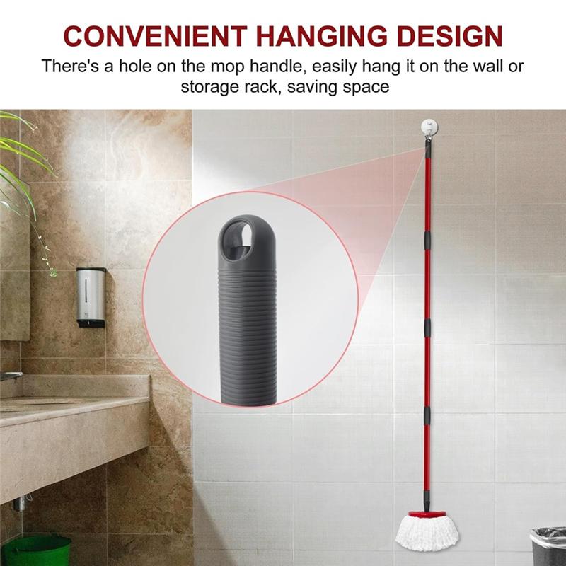 A78E-Ручка-замена для швабры Ocedar с 4 секциями и отжимом-Для насадок O-Cedar/Vileda Turbo красный