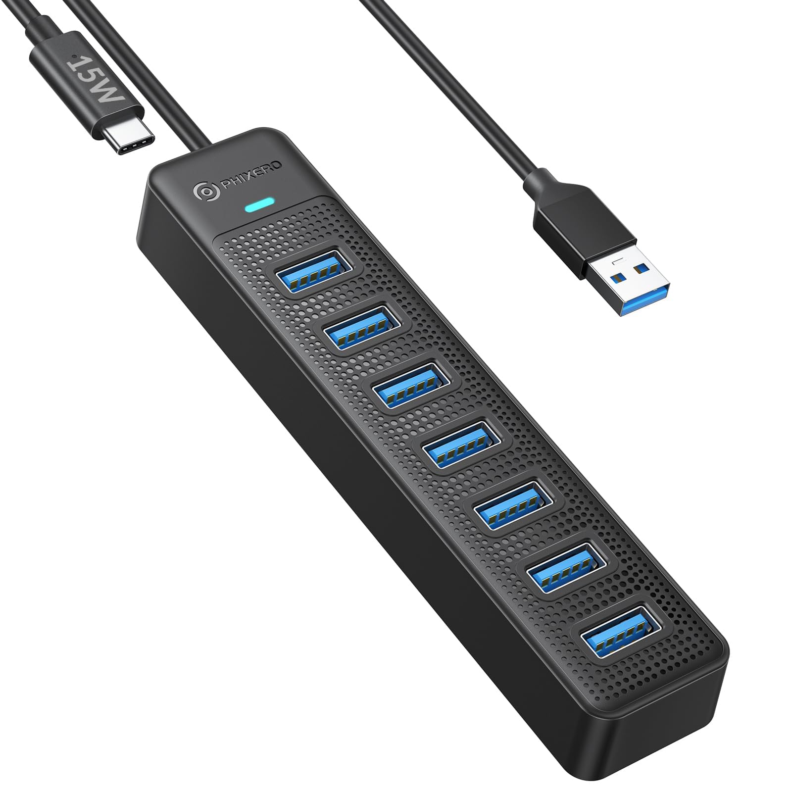 

PHIXERO 7-портовый USB-хаб 15 см кабель 5 Гбит/с высокоскоростная передача USB многопортовый адаптер USB-хаб для ПК 3.0 Windows/XPS/Mac OS/Linux