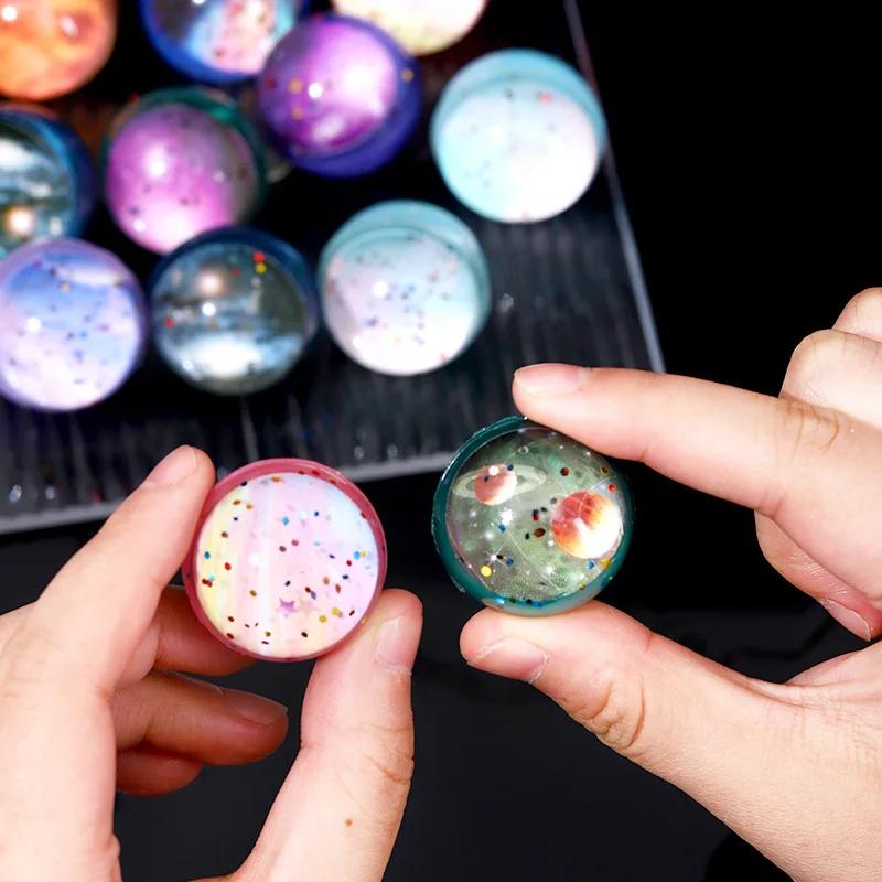Space Theme Bounce Ball Starry Sky Planet Rubber Jumping Ball Children Birthday Party Favos Playthings Pinata Filler Christmas Present