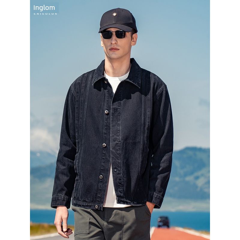 Autumn and Winter American Retro Washed Denim Jacket Men's Trendy Brand Loose Fit Spring and Autumn Turn-Down Collar Shirt-Style Denim Jacket