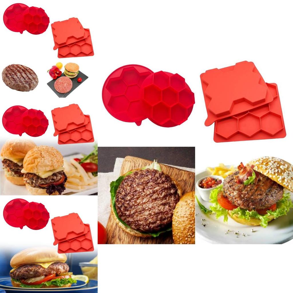 Versatile Eight Cavity Silicone Hamburger Patty Maker For Homemade Burger Delights