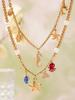 Ocean Style 18K Gold Plated DIY Enamel Jewelry Set with Zircon Seahorse & Starfish Pendants
