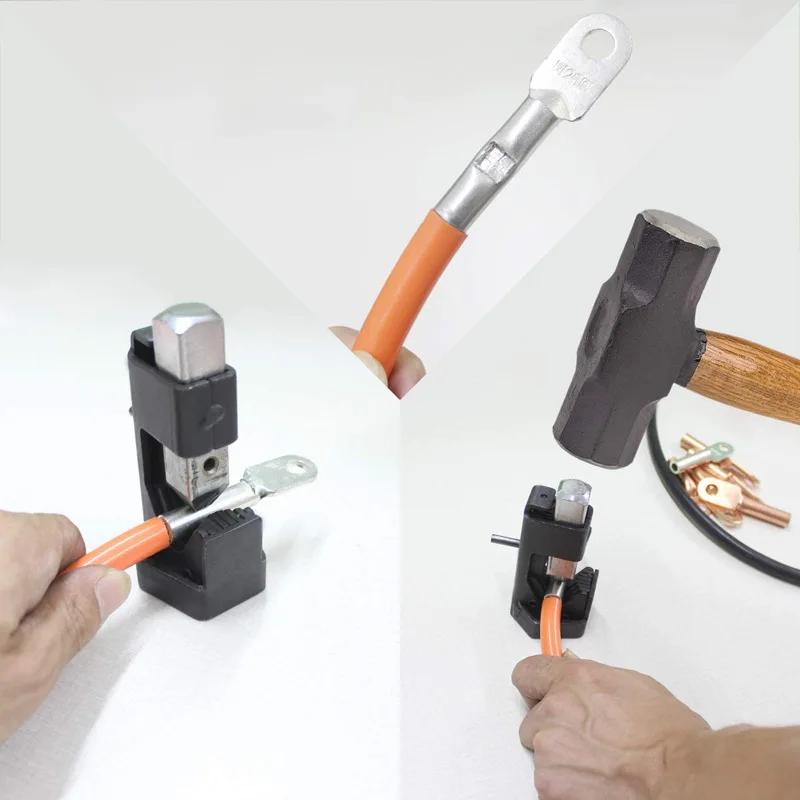 Electrician Wire Terminal Battery Crimping Plier DIY Connect Spring Loaded Welding Lug Tool Auto Home Durable Cable Hammer
