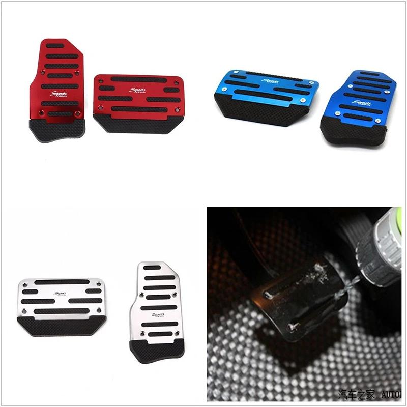 

2pcs Aluminum Automatic Transmission Car Foot Gas Blue Red Kit Fuel Pedal Pedals Cover Non-slip Silver Universal Brake Set V3e4 красный