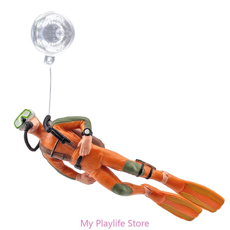 Aquarium Dekoration Harzfigur Taucher mit schwebender Kugel Zierde für Aquarien Betta Fisch Landschaftszubehör