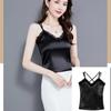 Spring and Summer Black Lace Imitation Silk Sling Women's Thin Suits Wear Outer Vests and Inner Vests Sleeveless Bottoming Shirt Top