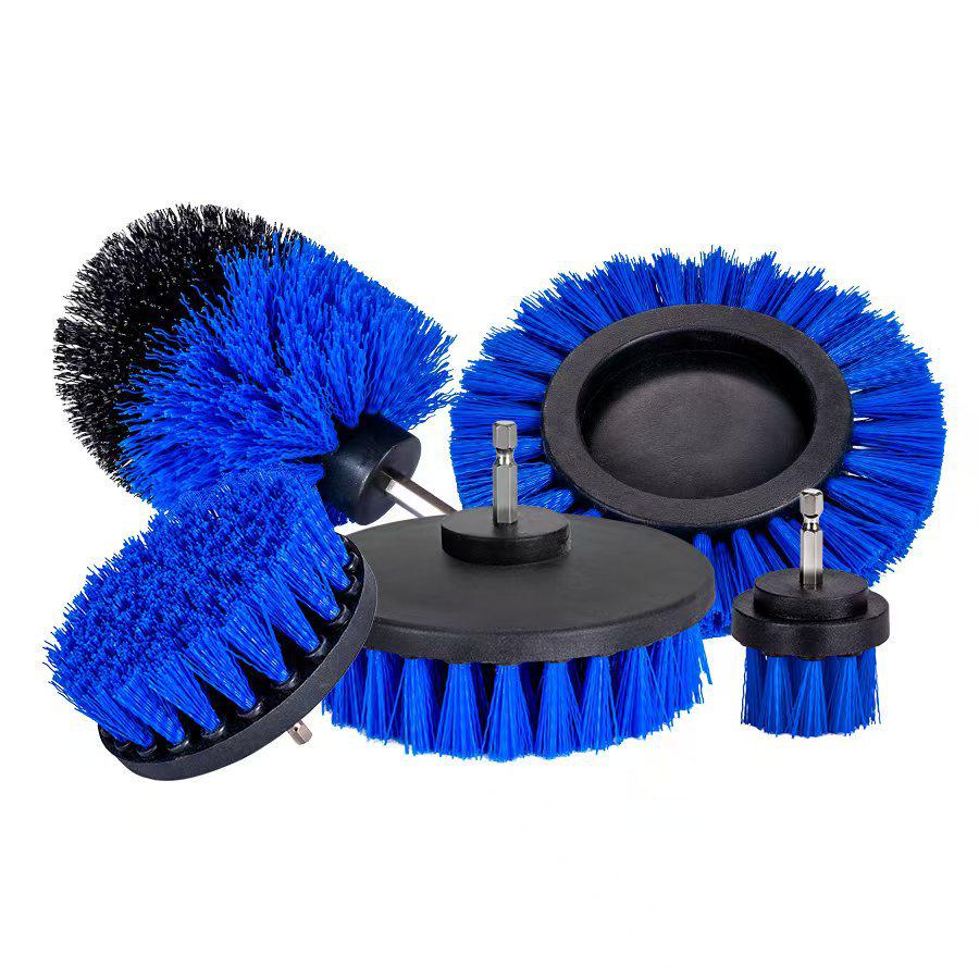 Red 28-Piece Car Cleaning Brush Set for Tires and Interior with Electric Drill Attachment