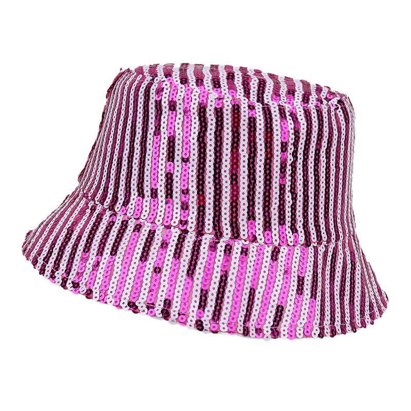 Modny kapelusz rybacki w paski z cekinami dla dzieci, wszechstronny kapelusz przeciwsłoneczny na zewnątrz, dekoracja sceniczna