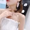 Super Fairy Pink Flower Petals Pearl Long Tassel Dangle Earrings for Women Romantic Wedding Party Daily Wear Vacation Jewelry