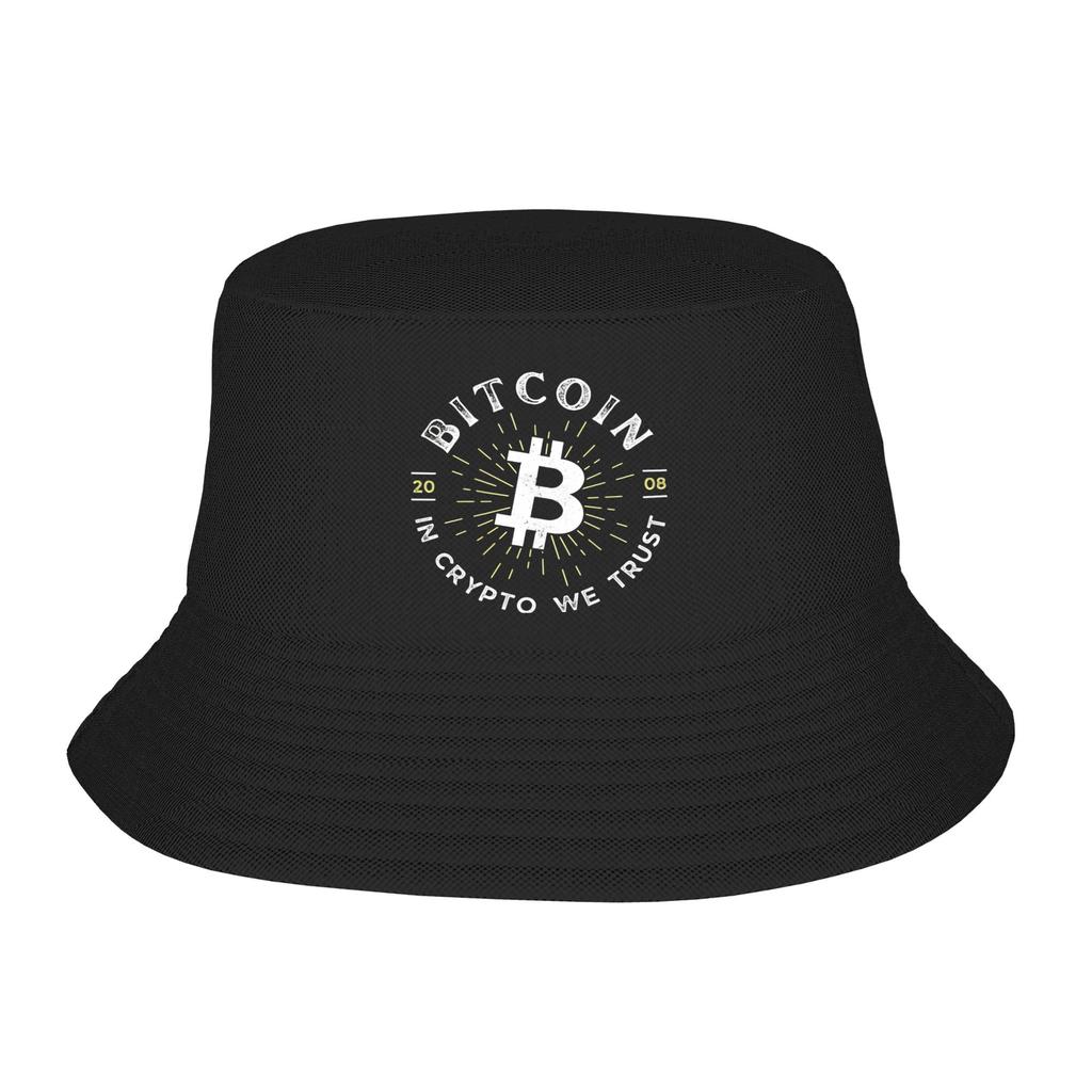 Bitcoin In Crypto We Trust Bucket Hat Summer Funny Fisherman Hats For Couple Personality Beach Travel Caps Sunscreen Hats