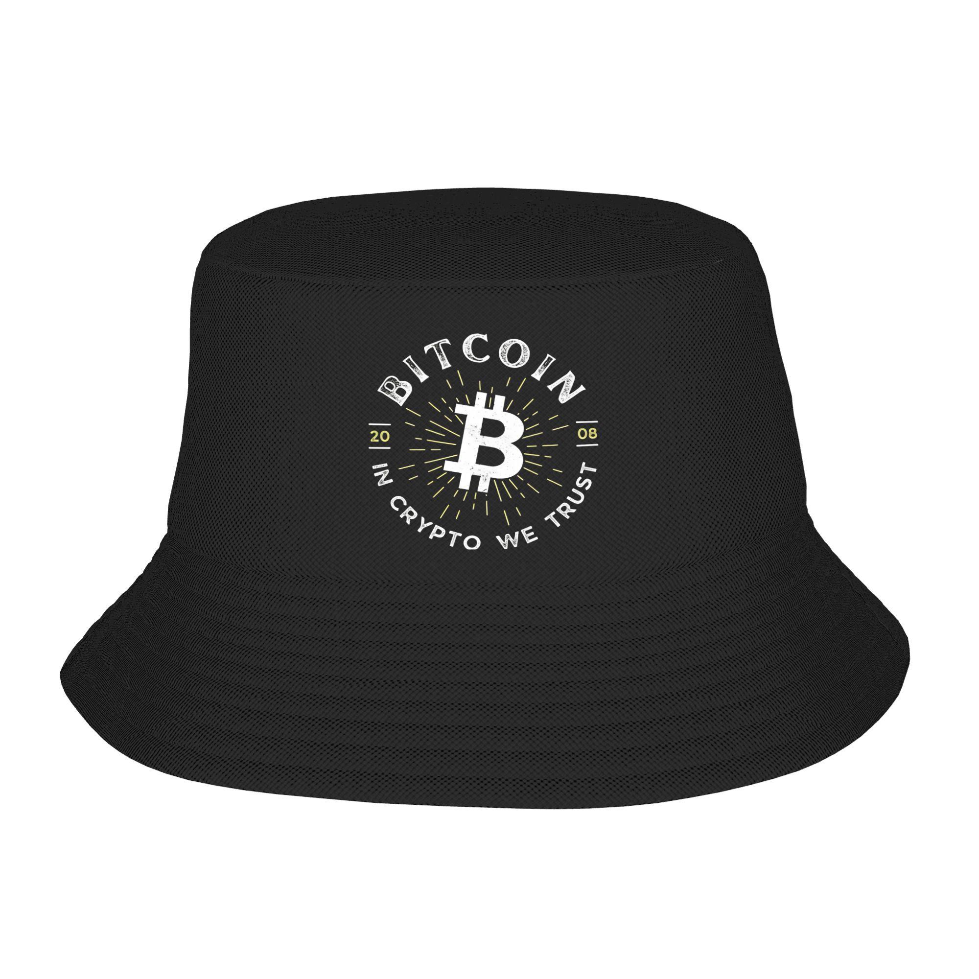 

Bitcoin In Crypto We Trust Bucket Hat Summer Funny Fisherman Hats For Couple Personality Beach Travel Caps Sunscreen Hats One Size чорний