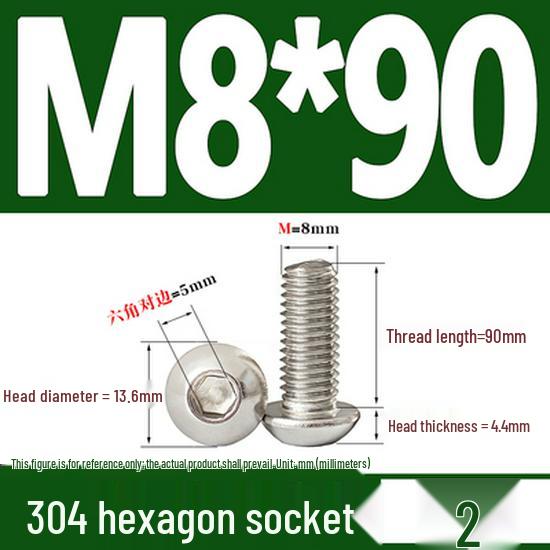 ISO7380 Stainless Steel Hex Drive Dome Head Screws - M2 to M16