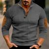 Men's Hoodless Sweatshirt Casual Relaxed Color Long Sleeve Stand Button Design For Comfortable And Winter